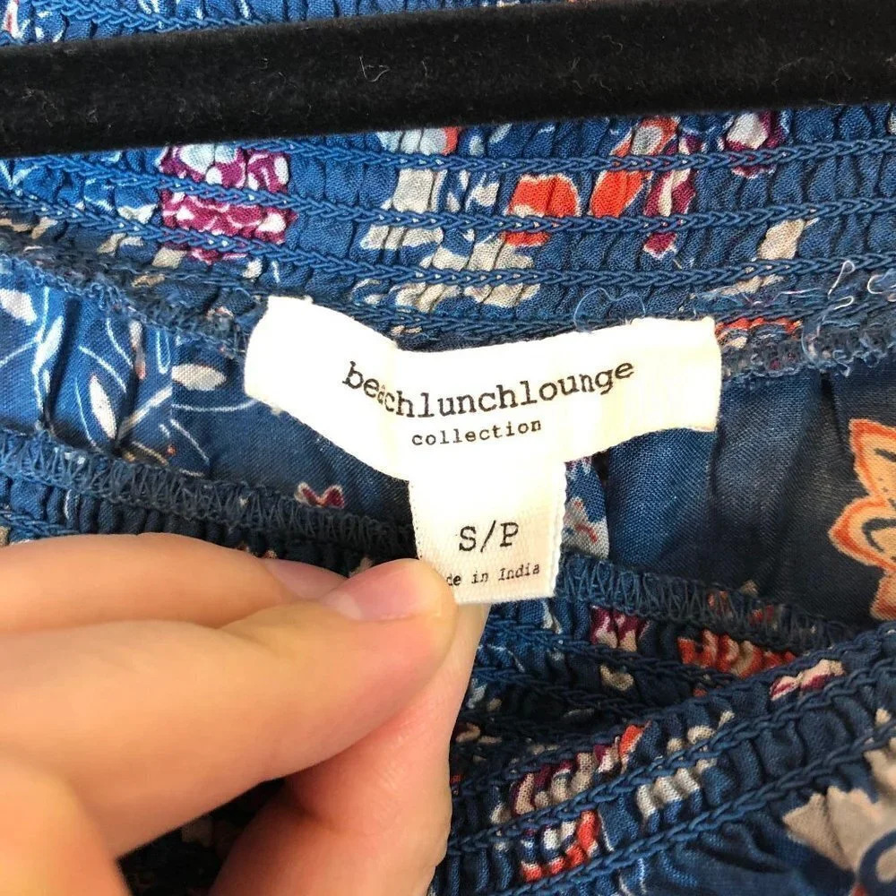 BeachLunchLounge Floral Off Shoulder Top Blue S - Picture 2 of 7